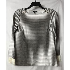 NWT Talbots Womens Long Sleeve Pullover Gold Accents Top Blouse Shirt Size M